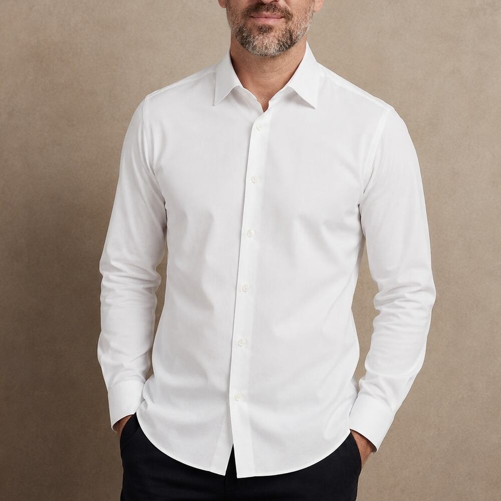 Banana Republic Non-Iron Standard Fit Cotton Dress Shirt White Medium